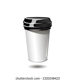 Vector illustration on the white
background - simple coffee paper cup. 