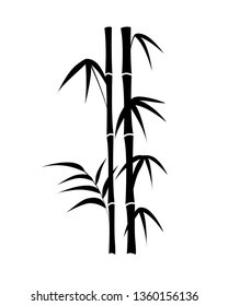 Vector illustration on the white
background - simple black bamboo.
