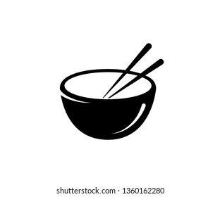 Vector illustration on the white
background - Chinese bowl with chopsticks.
