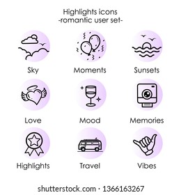 Vector illustration on the white
background - highlight icons, romantic user set.

Save the happy moment!