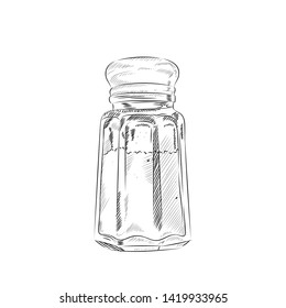 Vector illustration on white
background - salt in sketch style.
