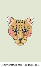 Vector illustration on white background, logo portrait of a predator cat. Leopard, cheetah, lioness, logo element for your business