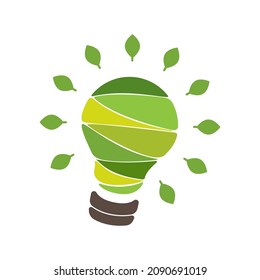 vector illustration on a white background, a stylized light bulb in the form of mosaic fragments of green shades, a symbol of green technologies in energy