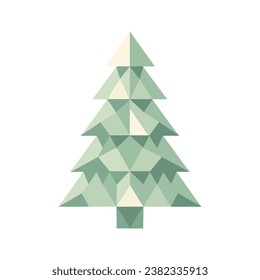 vector illustration on a white background Christmas tree multifaceted in a minimalist style