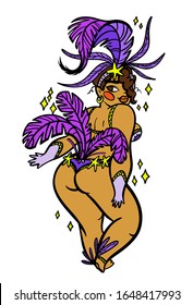 Ilustración femenina del carnaval sobre fondo blanco aislado