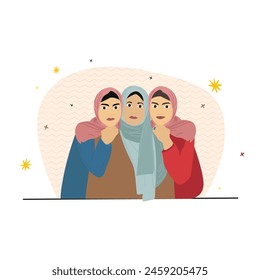 Ilustración vectorial en un fondo blanco aislado con gente celebrando Ramadán y una mezquita musulmana
