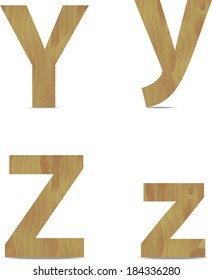 Vector illustration on white of a wood alphabet