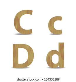 Vector illustration on white of a wood alphabet