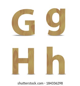 Vector illustration on white of a wood alphabet