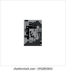vector illustration on white-to-black gradation