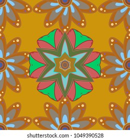 Vector illustration. On yellow, orange and beige colors. Vector abstract pattern page for antistress.