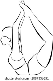 Vector illustration on a yoga theme. Stretching pose. Stretches your back, arms and legs.