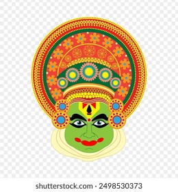 Vector illustration of Onam kathakali face on transparent background