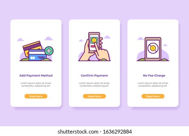 Vector Illustration of Onboarding Online Payment Banking Application Interface in line style. UI UX Screen template.