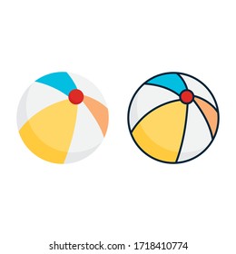 vector illustration one beach ball toy icon or logo with flat and lineal color design style