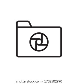 Vector illustration of one camera shutter with black color and line design style
