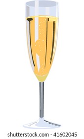 Vector illustration of one champagne flute