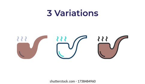 Vector illustration of one cigar smoke with 3 variations design style
