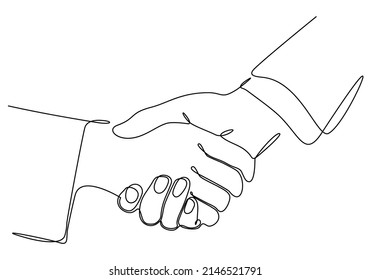 
vector illustration of one continuous line of handshake