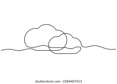vector illustration of one continuous line cloud