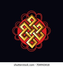 Vector illustration with one of cultural symbol of buddhism endless knot