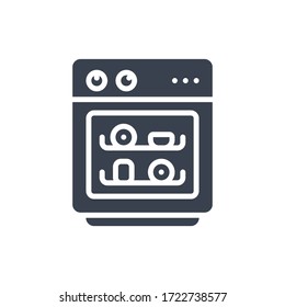 Ilustración vectorial de un icono o logotipo de lavavajillas con color negro y estilo de diseño de glifo
