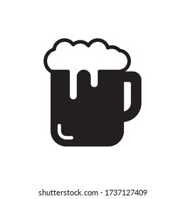 Vector illustration of one drink beer with black color and glyph design style