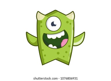 Vector illustration of one eyed monster. white isolated background 