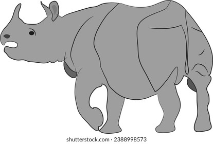 A vector illustration of One horned Indian Rhino