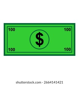 Ilustración vectorial de un icono de billete de cien dólares