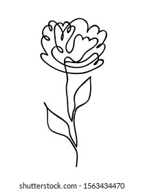 Vector illustration of one line drawing abstract flower. Hand drawn modern minimalistic design for creative logo, icon or emblem