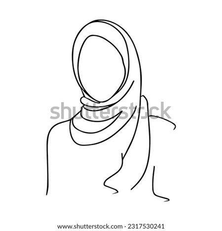 Vector illustration. One line drawing. A woman in a hijab.