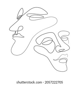 Ilustración vectorial, cara de una línea. Cara de dibujante lineal minimalista.