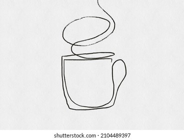 ilustración vectorial, contorno de una línea, taza de café
