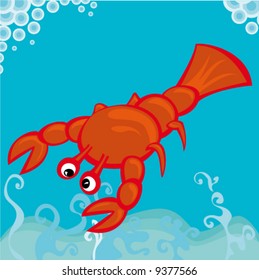 Vector illustration of one lobster