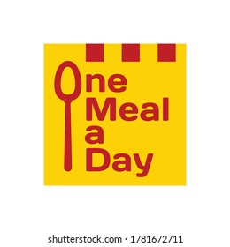 Vector illustration "One Meal a day" - OMAD text in red and yellow colors of popular fast food