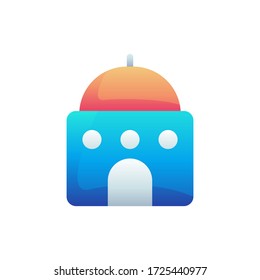 Vector illustration of one mosque building icon or logo, islamic religion building for praying with gradient design style