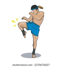 Vektorgrafik einer der Muangthai-Kick-Techniken