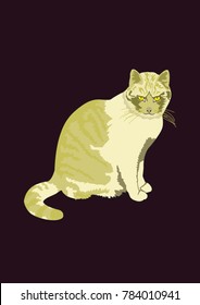 vector illustration of one of my cats, sitting and watching