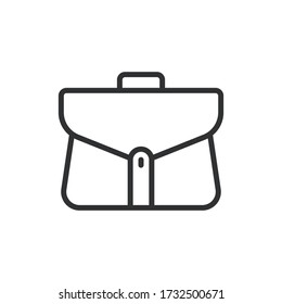 Vector illustration of one office handbag icon or logo with black color and line design style