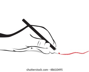 vector illustration of one painting hand
