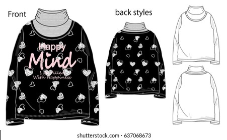 Vector illustration of One piece dress. Front and back views