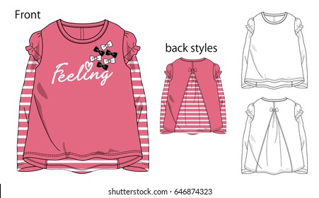Vector illustration of One piece dress. Front and back views