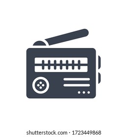 Vector illustration of one radio communication icon or logo with black color and glyph design style