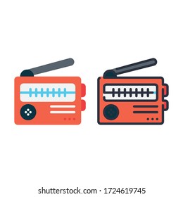 Vector Illustration eines Funkkommunikationssymbols oder -logos mit flachem und linearem Farbdesign