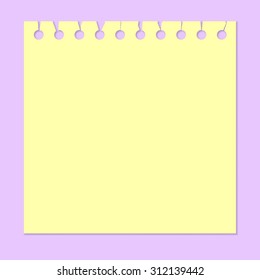 Vector illustration of one ripped yellow notepad sheet or page