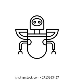 vector illustration one robot toy icon or logo with line design style