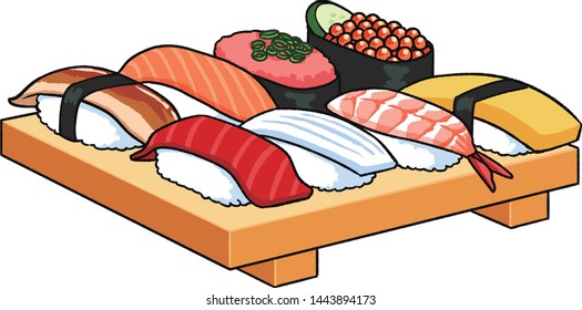 Vector illustration of one serving of sushi