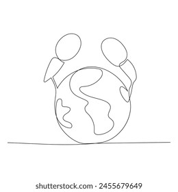 Vector illustration of one single line art drawing of guitar world music day