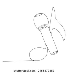 Vector illustration of one single line art drawing of guitar world music day